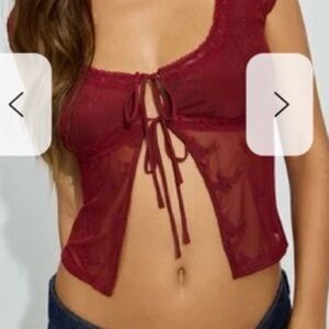 Garage Sheer Tie-Front Top